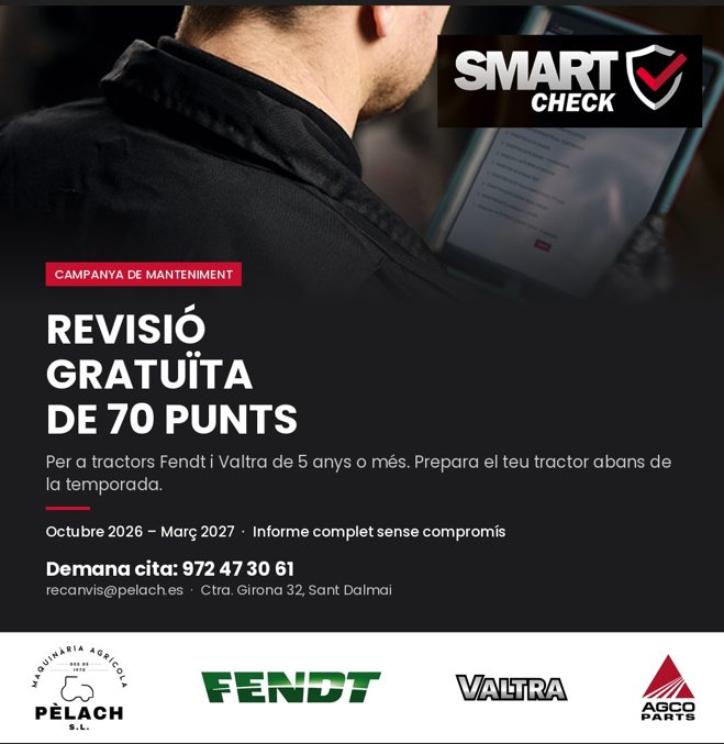 Revisió SMART Check gratuïta de 70 punts per a tractors Fendt i Valtra – Pèlach